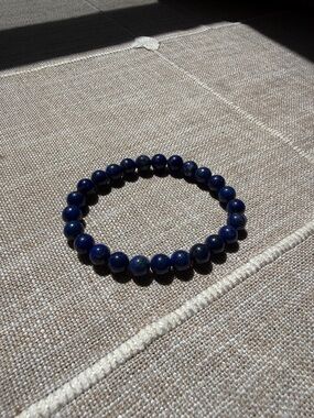 Men's Lapis Bead Stretch Bracelet - Deep Blue
